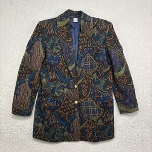 Vtg Limited Edition Tapestry Longline Blazer Embroidered Brocade Gold Buttons